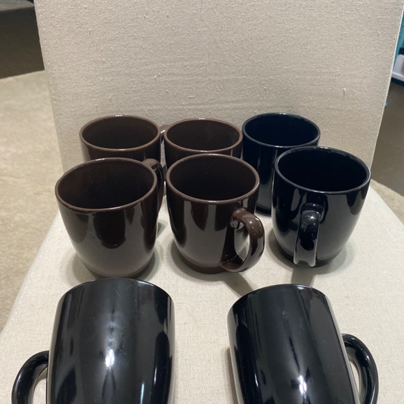 Corelle stoneware coffee cups 6 but bundle of 8 brown and black - Picture 3 of 11